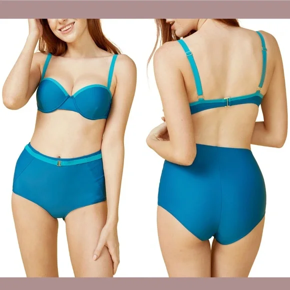 NEW‎ 2PC Summersalt [ 4 ] The Fused Delta Bikini Top + High Waist Bottoms - Picture 2 of 12